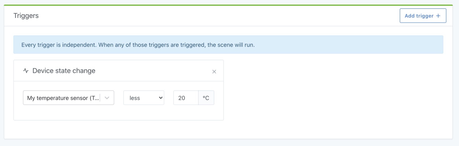 Trigger a scene when a device's state changes