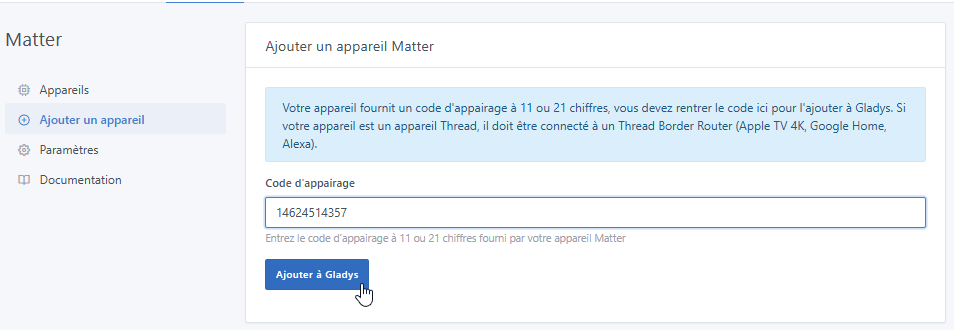 Ajout d'un appareil