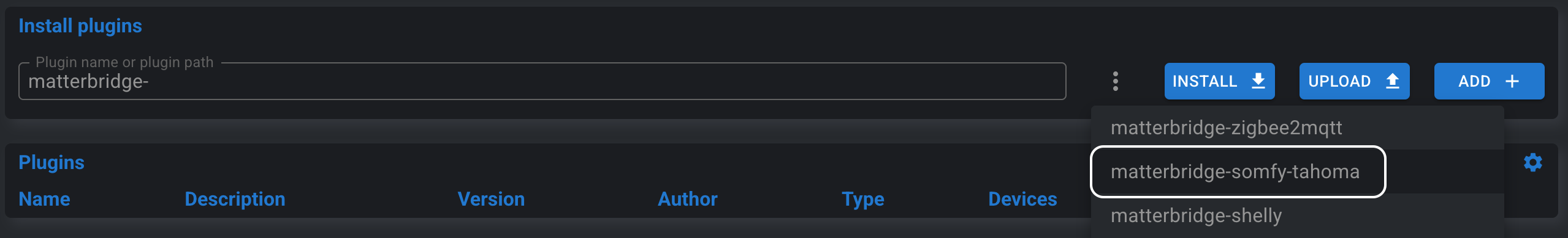 Somfy TaHoma plugin